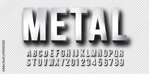 Realistic 3d Metal font vector