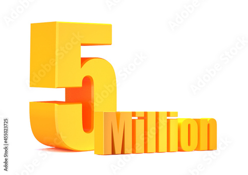 Gold 5 million views word on white background.3d illustration