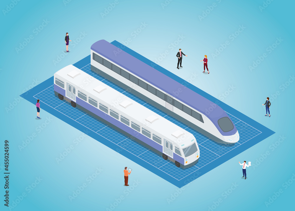 train transportation development blueprint with modern isometric style train transportation development blueprint with modern isometric style