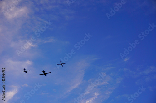 Aircraft flying over the sky during practice