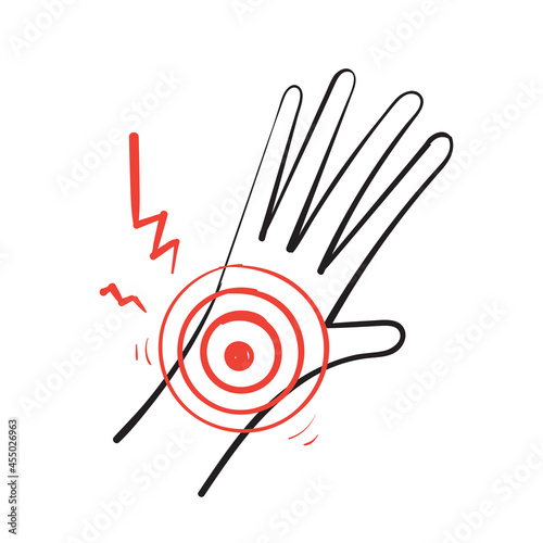 hand drawn doodle wrist pain illustration vector isolated