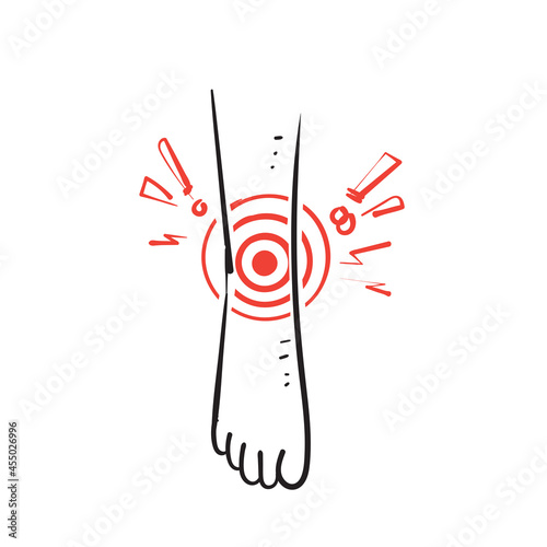 hand drawn doodle ankle pain illustration vector isolated
