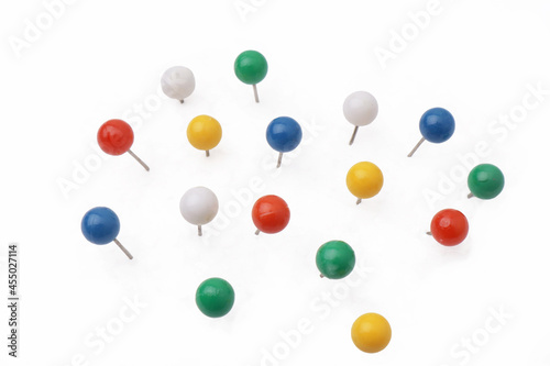Colorful push pin thumbtack paper clip office business supplies