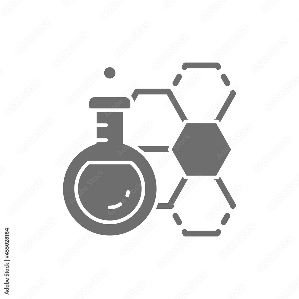 Vector chemical flask, test tube grey icon. Vector chemical flask, test tube grey icon.