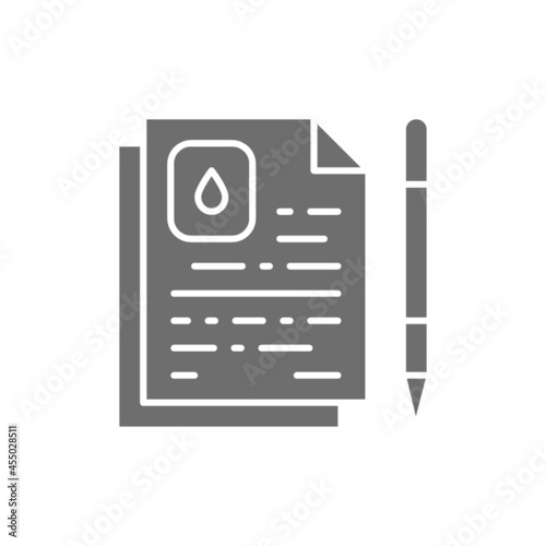 Vector oil contract, water agreement grey icon.