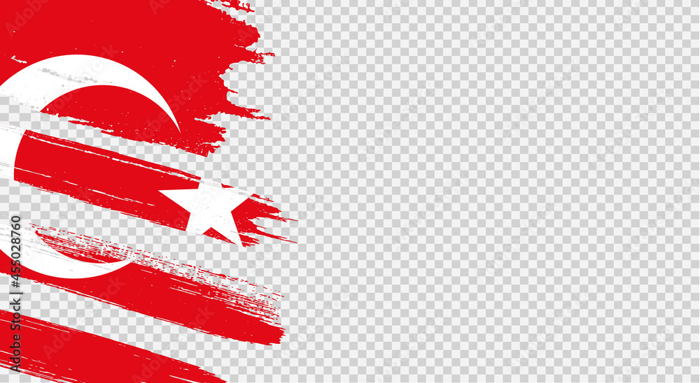 Turkey flag with brush paint textured isolated  on png or transparent background,Symbol of Turkey,template for banner,promote, design,vector,top gold medal winner sport country