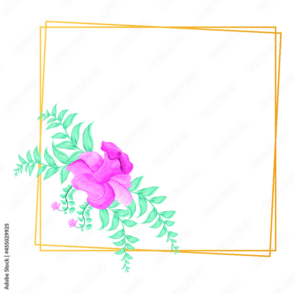 Watercolour floral frame with flowers Premium Vector leaves, watercolor ...