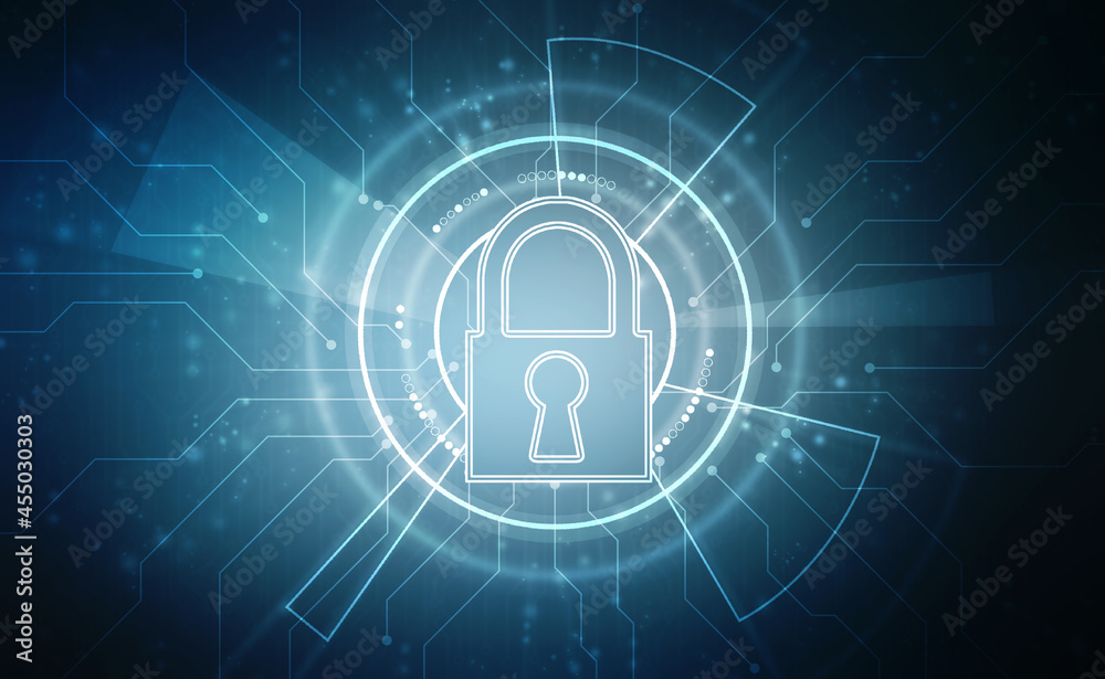 Closed Padlock on digital background, Technology security concept. Cyber Security and network protection Concept, personal data security Closed Padlock on digital background, Technology security concept. Cyber Security and network protection Concept, personal data security