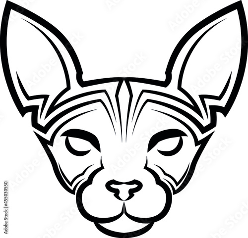 Black and white line art of Egypt sphinx cat head Good use for symbol mascot icon avatar tattoo tribal T Shirt logo or any design. 