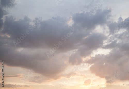 Fototapeta Naklejka Na Ścianę i Meble -  gray clouds against the background of the morning sky, dawn