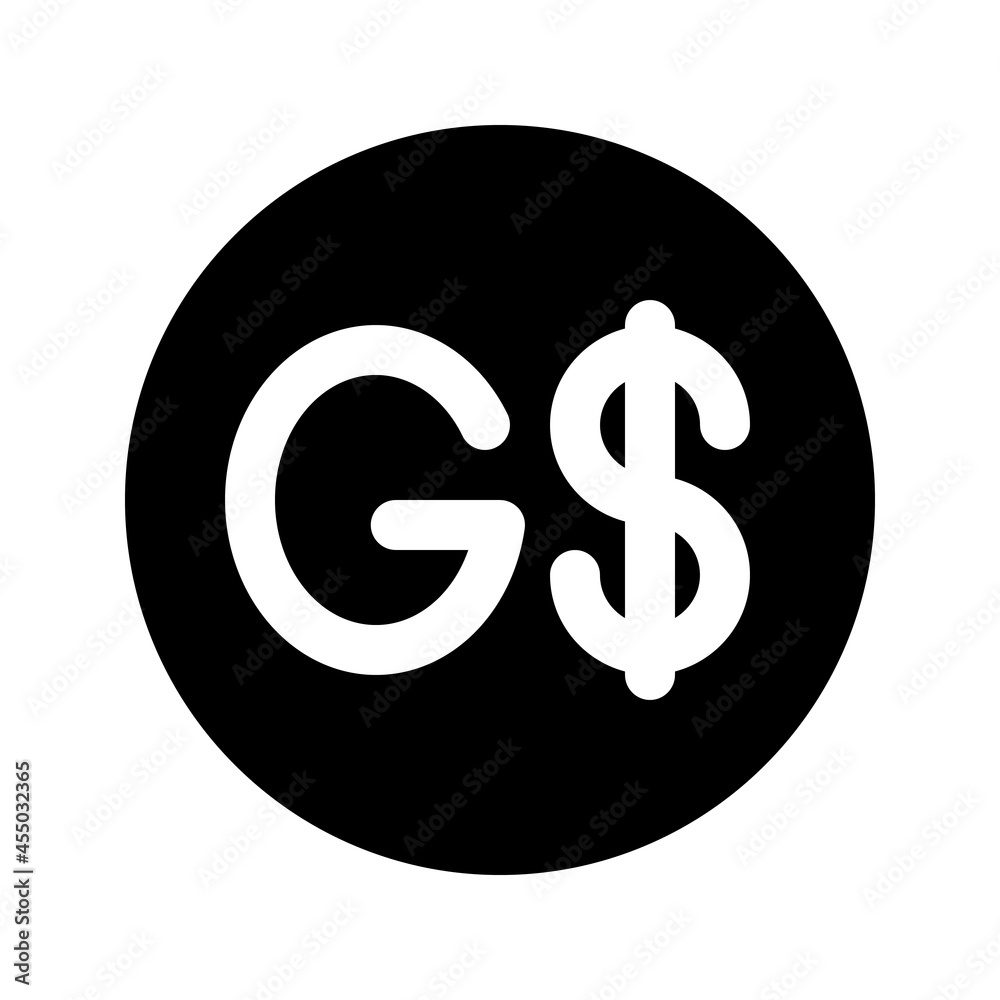 Illustration vector graphic icon of Guyana Dollar currency. Solid Style Icon. Vector illustration isolated on white background. Perfect for website or application design. Illustration vector graphic icon of Guyana Dollar currency. Solid Style Icon. Vector illustration isolated on white background. Perfect for website or application design.