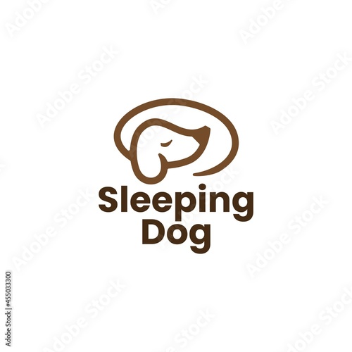 sleeping dog lazy logo vector icon illustration