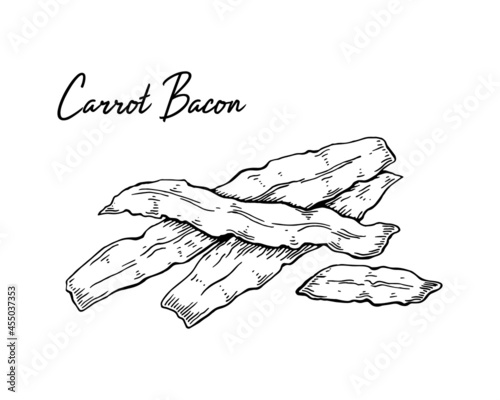 Hand drawn carrot bacon. Vector illustration in sketch style