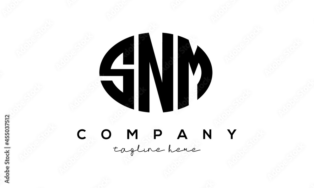 SNM three Letters creative circle logo design SNM three Letters creative circle logo design