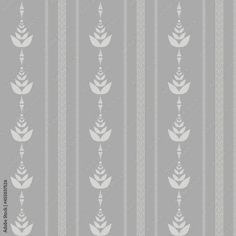 Grey vintage striped victorian style retro seamless wallpaper with ornaments