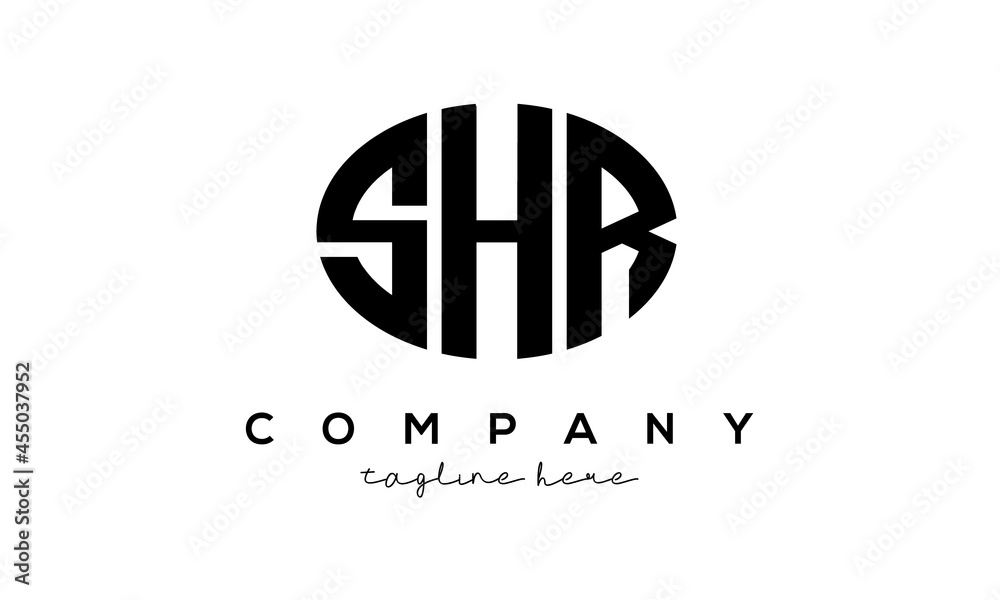 SHR three Letters creative circle logo design SHR three Letters creative circle logo design