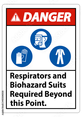 Warning PPE Sign Respirators And Biohazard Suits Required Beyond This Point