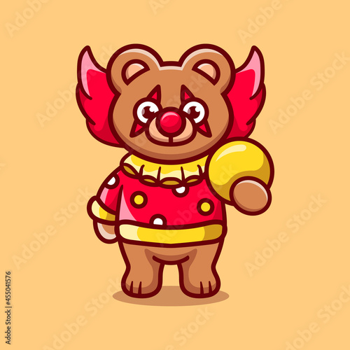 Fototapeta Naklejka Na Ścianę i Meble -  cute halloween clown bear carrying ball
