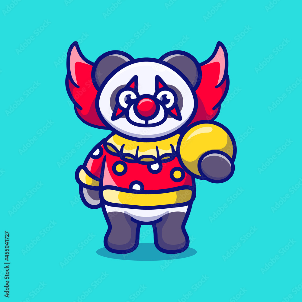 cute halloween clown panda carrying ball