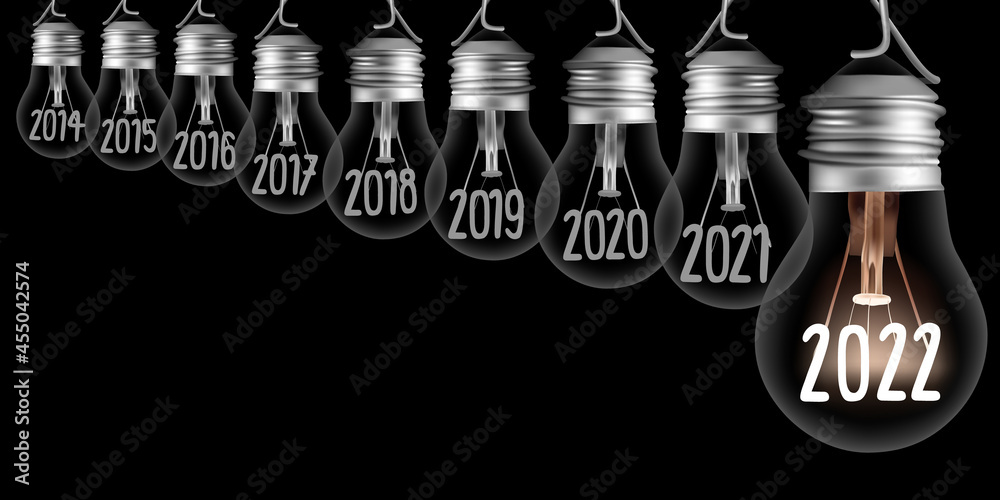 Vector Light Bulbs with New Year 2022 Vector Light Bulbs with New Year 2022