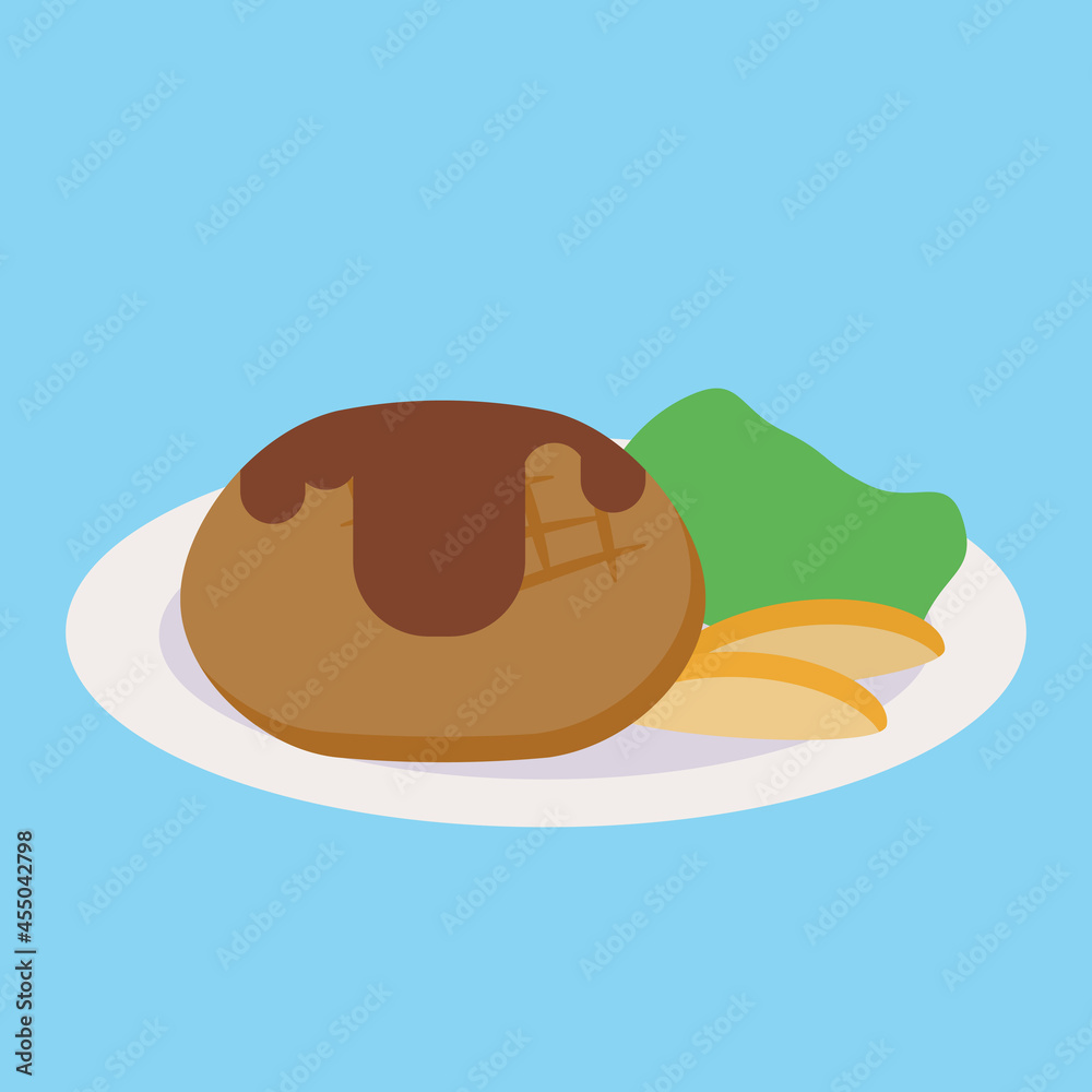 シンプルでかわいいハンバーグのイラスト シンプルでかわいいハンバーグのイラスト