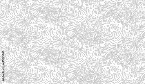 Mountain hiking trail over terrain. Contour background geographic grid. Seamless vector topographic map background. Line topography map seamless pattern.