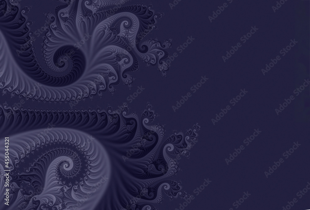 Abstract fractal pattern on purple background with copy space