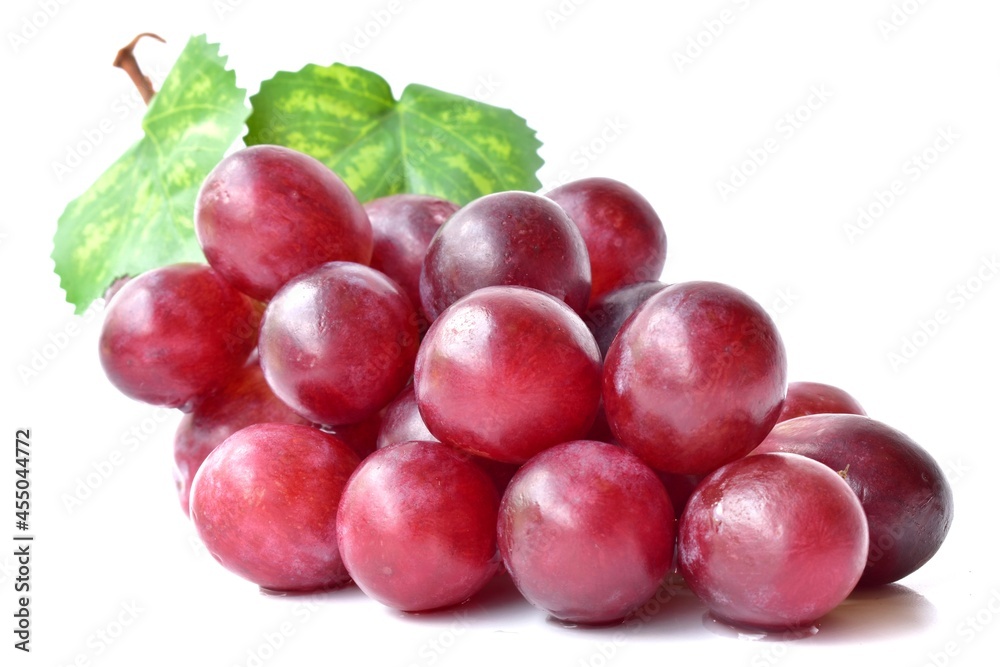 sweet red grapes isolated on white background