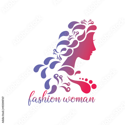 natural beautiful woman illustration logo and leaf vector design
