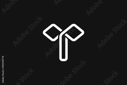 letter T infinity monogram logo design, loop element identity