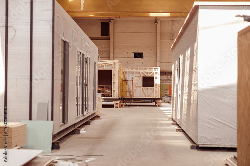 Prefabricated container houses in building under construction photo