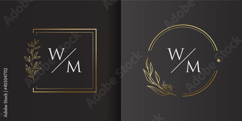 minimalist flower logo concept circle and box template