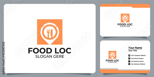 Minimalist food and location logo set with business card branding