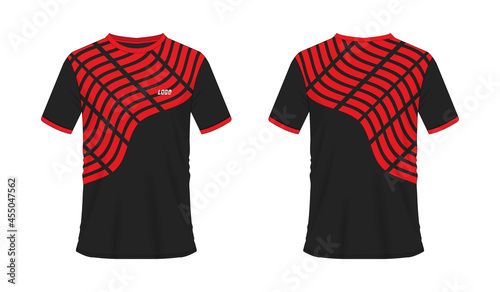 T-shirt red and black soccer or football template for team club on white background. Jersey sport  vector illustration eps 10.