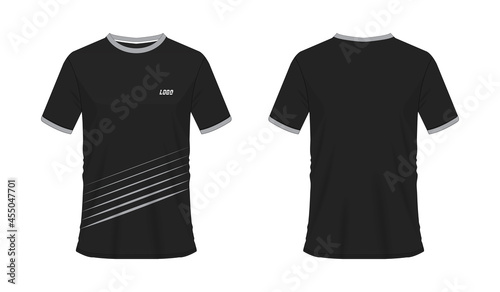 T-shirt grey and black soccer or football template for team club on white background. Jersey sport, vector illustration eps 10.