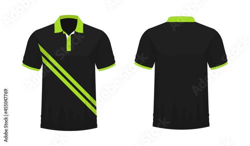 T-shirt Polo green and black template for design on white background. Vector illustration eps 10.