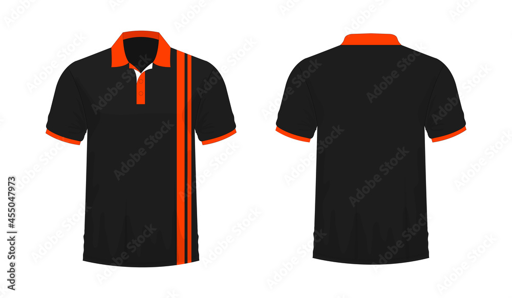 T-shirt Polo orange and black template for design on white background. Vector illustration eps 10. T-shirt Polo orange and black template for design on white background. Vector illustration eps 10.