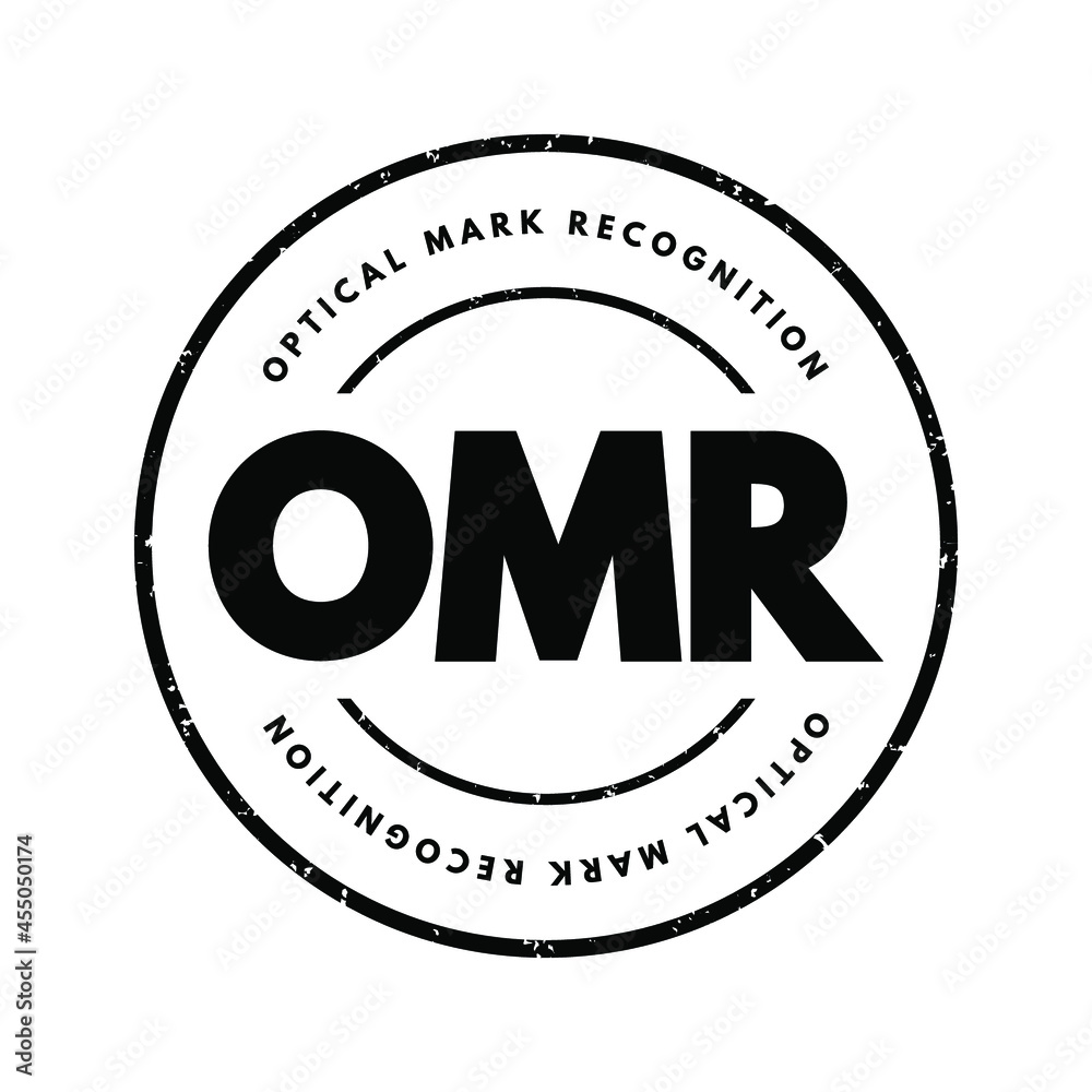 OMR - Optical Mark Recognition acronym, technology concept background
