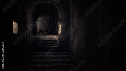 old dark stone underground Catacombs photo