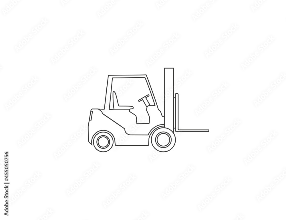 Fork truck, forklift, transport outline icon. Vector illustration.