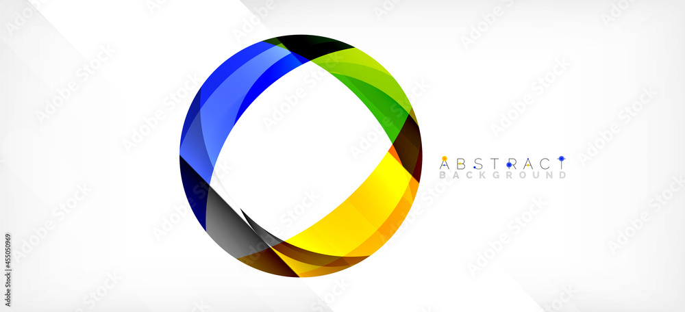 Geometric abstract background. Circle created with overlapping color shapes. Vector Illustration For Wallpaper, Banner, Background, Landing Page Geometric abstract background. Circle created with overlapping color shapes. Vector Illustration For Wallpaper, Banner, Background, Landing Page