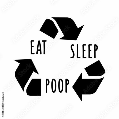 Eat sleep poop repeat inspirational slogan. Baby print design for t-shirts, bags, posters, cards. Funny phrase. Vector stock illustration.