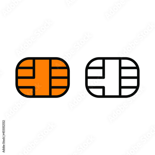 EMV chip icon for bank plastic credit or debit charge card. Vector line symbol illustration set. Simple style and isolated on a blank background.