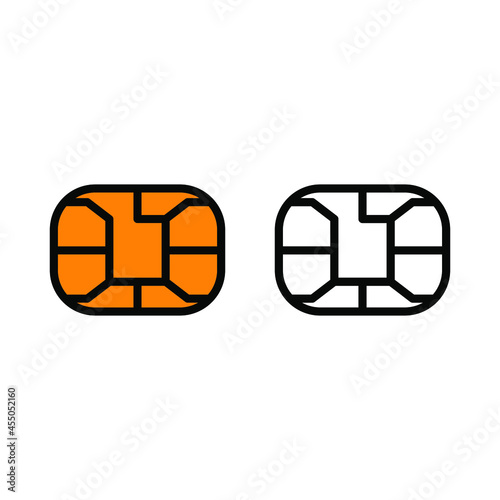 EMV chip icon for bank plastic credit or debit charge card. Vector line symbol illustration set. Simple style and isolated on a blank background.