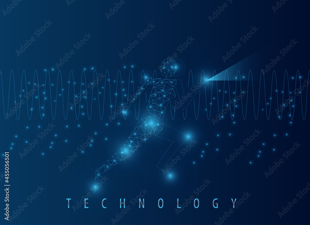 Sport running intelligence technology background Digital technology unique speed data concept Abstract visual for geometric background screen template.