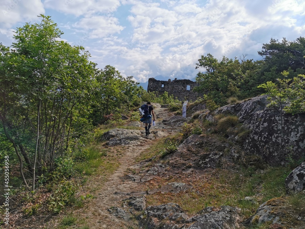 Hiking in Valle D'Aosta near the town of Verres we passed by the ruins of the Villa-Challand castle