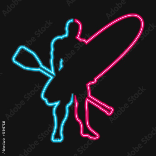 Illustration of young man posing with surfboard