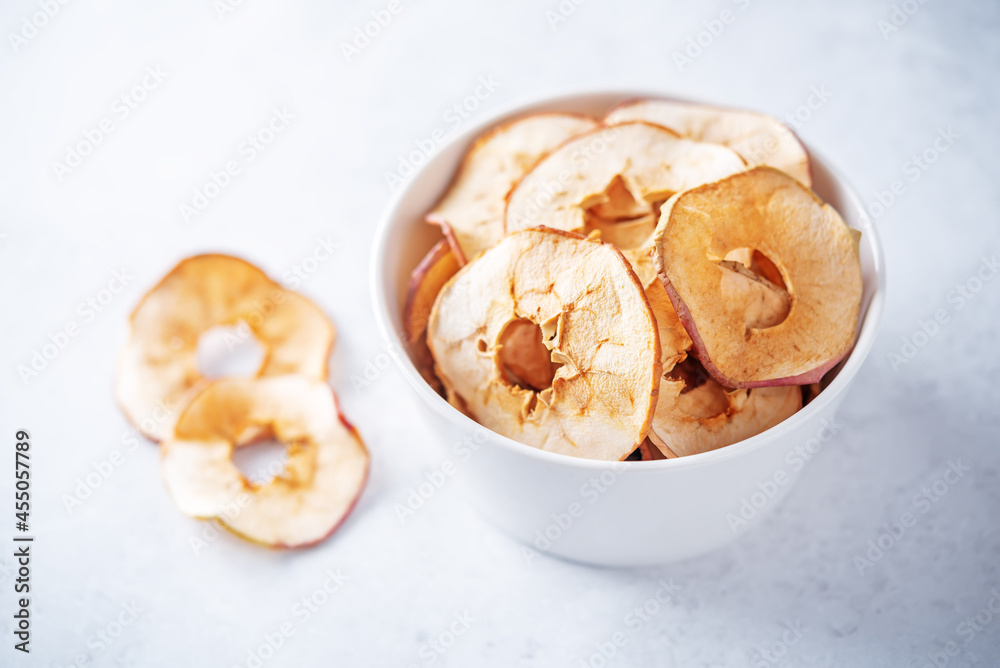 Dried apple chips in a bowl Dried apple chips in a bowl