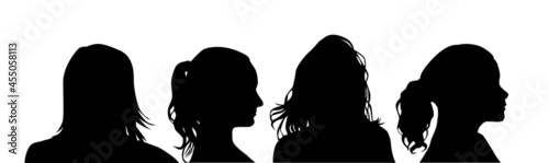 Heads of beautiful girls silhouettes. Vector illustration
