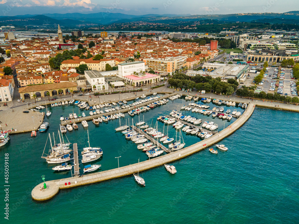 Harbor with Boats in Koper Adriatic Coast City and Port in Slovenia